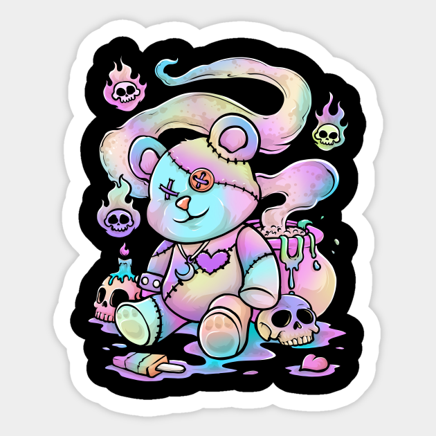 Pastel Goth Teddy Bear Kawaii Pastel Goth Sticker TeePublic